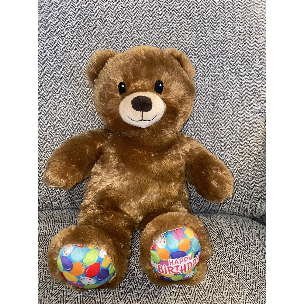 Build A Bear Happy Birthday Plush Brown Teddy 15" Stuffed Animal Toy BABW‎